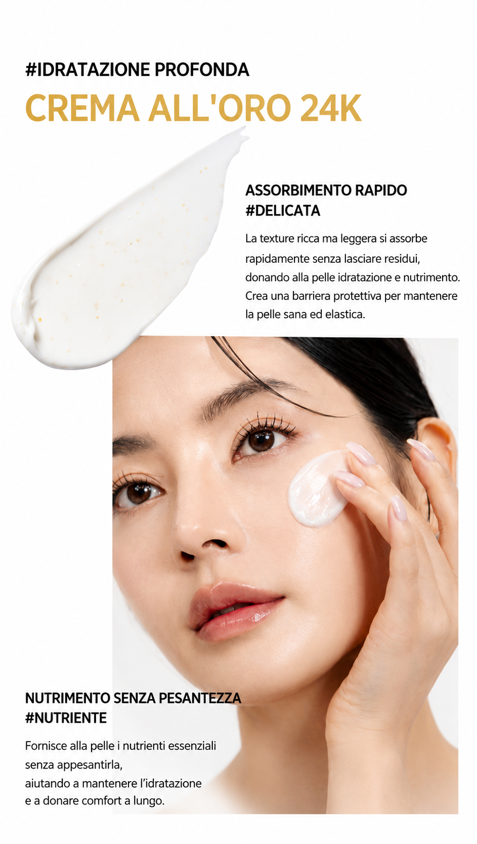 B.O.M Crema Viso Idratante all'Oro 24K