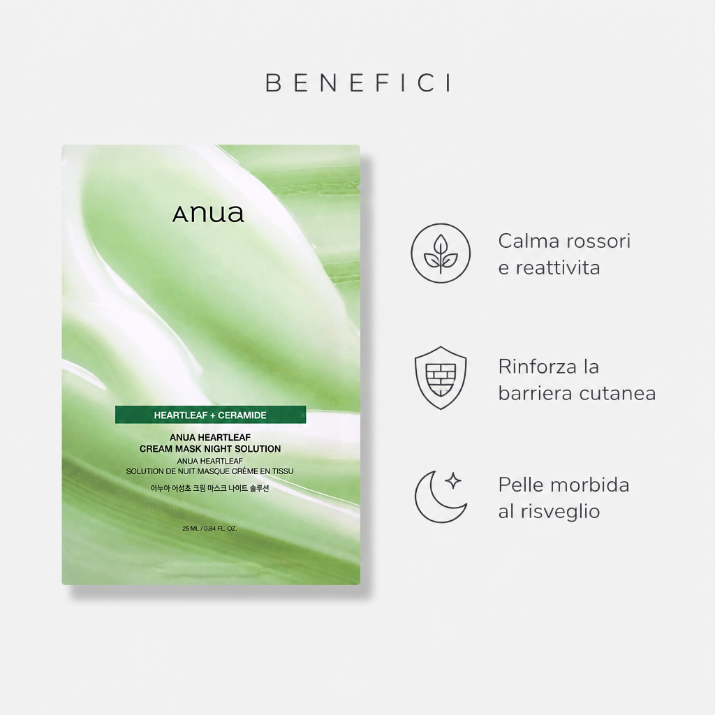 Anua Heartleaf Mask Night Solution – Maschera Viso Notte 10 pz